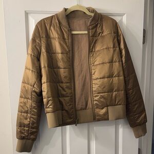 Lululemon Women's Brown/Gold Puffer Bomber Jacket